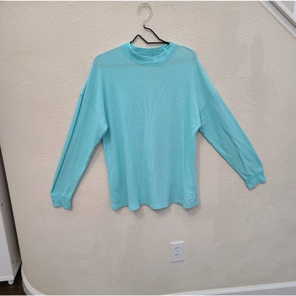 Victorias Secret Pink Teal Boyfriend Fit Thermal Women'S Shirt Size XS